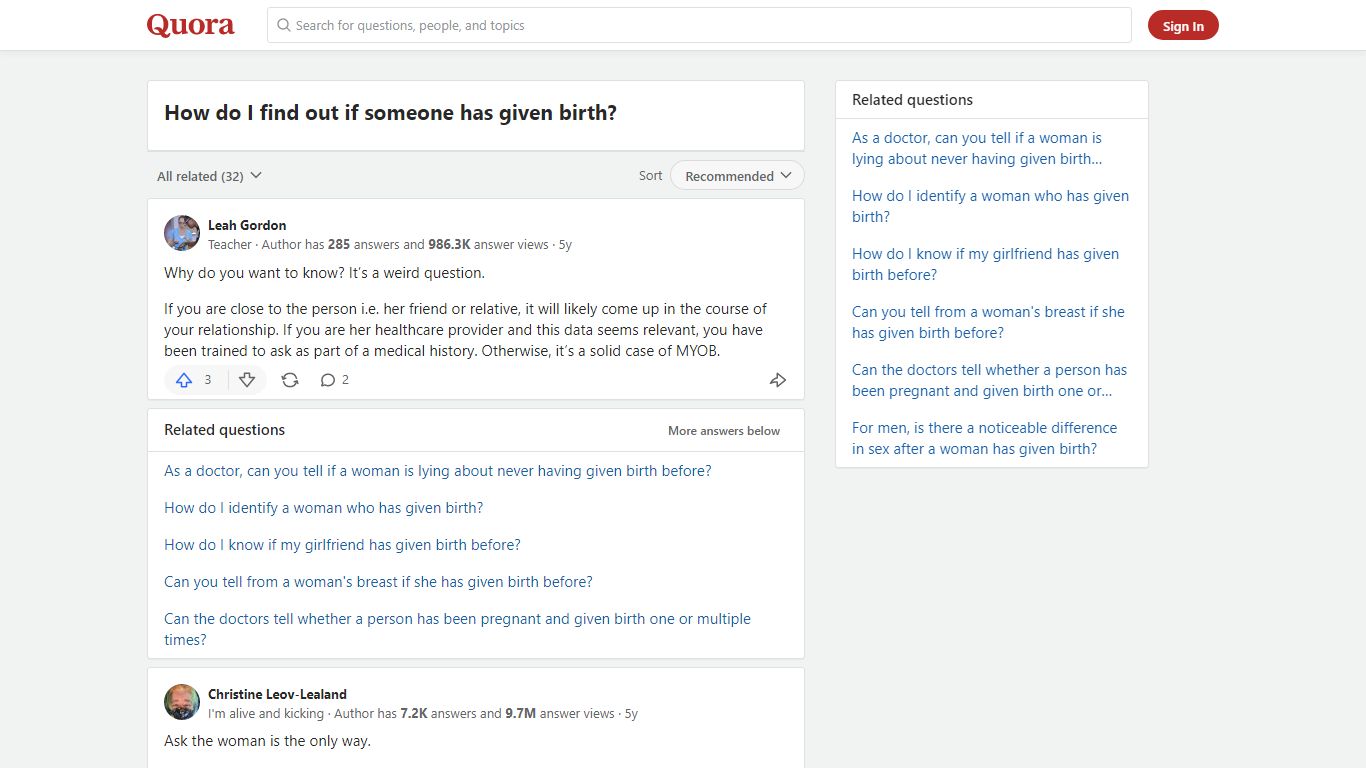 How to find out if someone has given birth - Quora